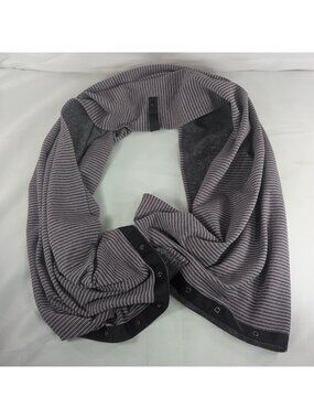 Lululemon Vinyasa Scarf Gray Purple Stripe Reversible Snaps Infinity Heather